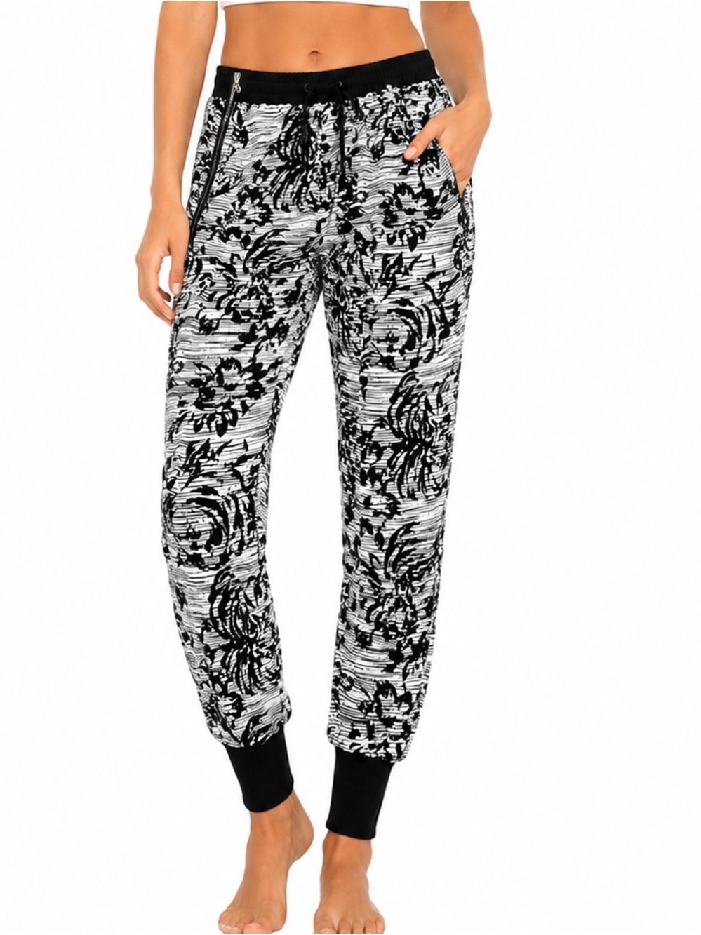 Chico's Black Label Floral Joggers size Medium